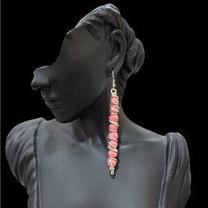 Handmade by Tolee Dezigns 3” Pink Vertebrae-Inspired Dangle Earrings